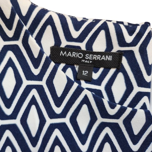 Mario Serrani graphic print navy and white sleeveless dress - Picture 4 of 6